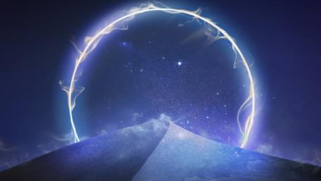 Neon Circle Over Midnight Dunes wallpaper