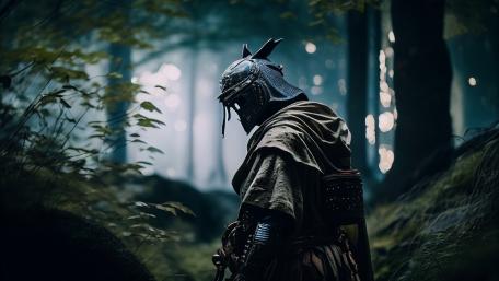 Samurai in the Mystic Forest wallpaper