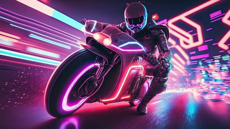 Neon Cyberspace Ride wallpaper