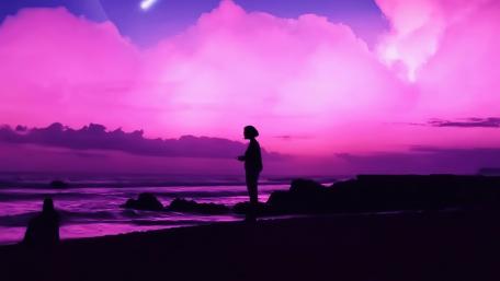 Dreamy Dusk at the Beach Silhouette wallpaper
