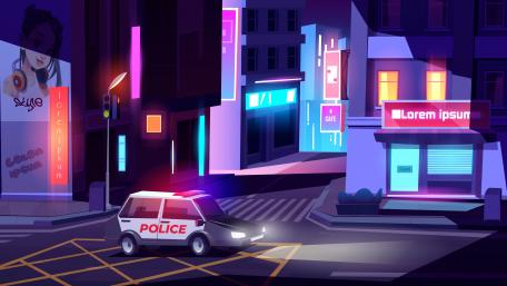 Neon City Police Patrol Artwork wallpaper