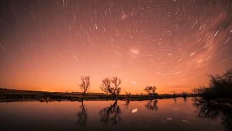 Starry Night Reflections Over a Serene Lake wallpaper
