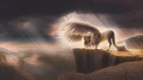 Majestic Pegasus in a Dreamlike Landscape wallpaper