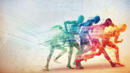 Dynamic Colorful Running Silhouettes Inspiring Movement and Energy wallpaper