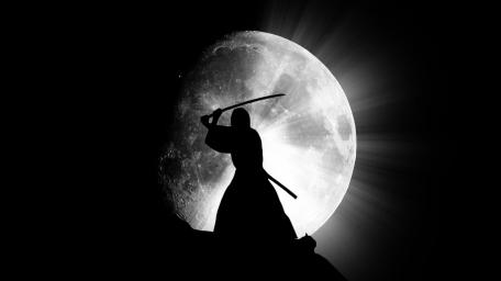 Samurai in Moonlit Combat wallpaper