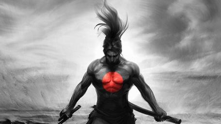 Samurai Spirit Rises in Stormy Skies wallpaper