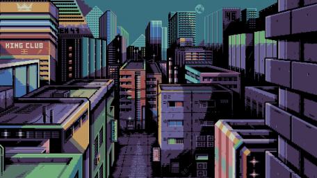Futuristic Pixel Cityscape Art Design wallpaper