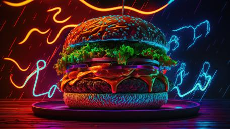 Neon Glow Gourmet Burger Delight wallpaper