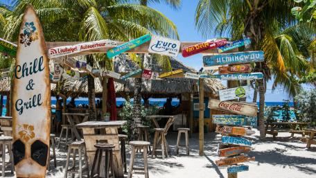 Wooden Sign on Mambo Beach wallpaper