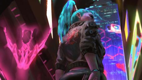 Neon Rebel in Cyber City wallpaper