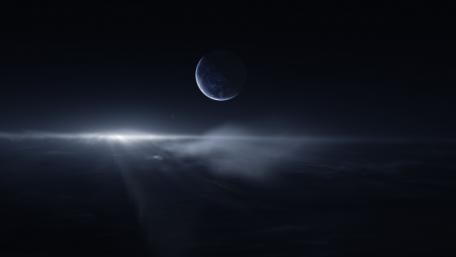 Mystical Moon Eclipse Over Tranquil Seas wallpaper