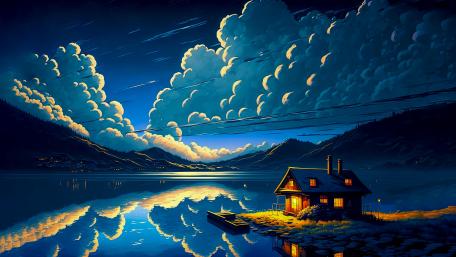 Chill lake illustration wallpaper