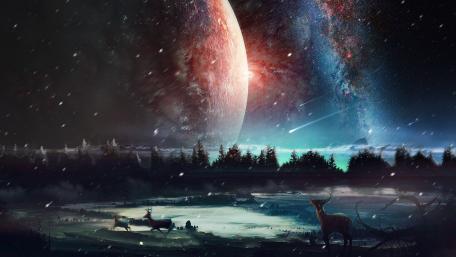 Enchanted Winter in a Futuristic Realm wallpaper