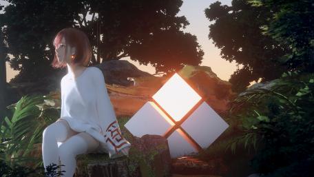 Serene Sunset Contemplation wallpaper