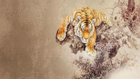 Majestic Tiger in Abstract Style wallpaper