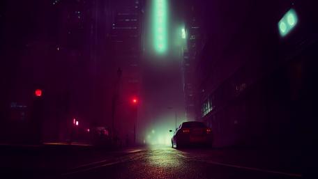 Neon Night Drive in the Cityscape wallpaper