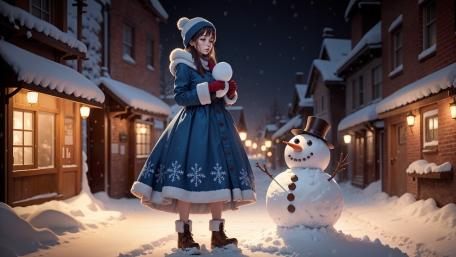 Anime Winter Magic in a Snowy Village wallpaper