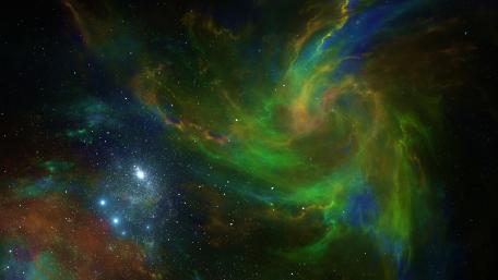 Mystical Green Nebula in Deep Space wallpaper