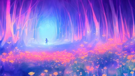 Enchanted Journey Through a Dreamy Forest wallpaper