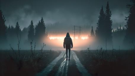 Mysterious Journey Through Foggy Wilderness wallpaper