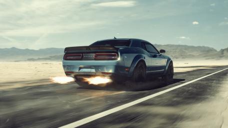 Powerful Dodge Challenger SRT Hellcat in Motion wallpaper