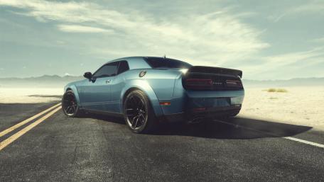 Powerful Dodge Challenger SRT Hellcat in the Desert Scene wallpaper