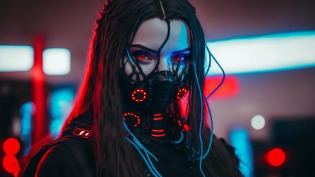 Cyberpunk Visionary's Daring Stare wallpaper