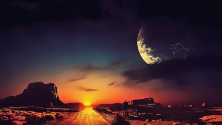 Futuristic Journey Across Galaxies wallpaper