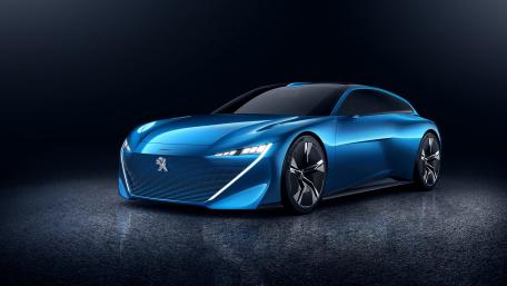 Futuristic Blue Peugeot Concept Car Wallpaper wallpaper