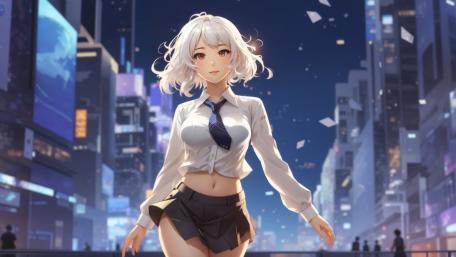 Futuristic City Glow with Anime Charm wallpaper