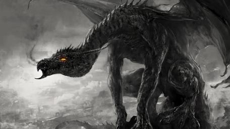Majestic Dark Dragon Emerges From Shadows wallpaper