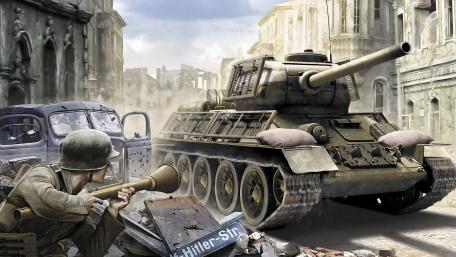 T-34 in urban Germany wallpaper