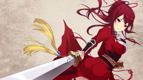 Fierce Warrior in Red Elegance wallpaper