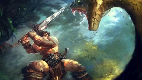 Epic Battle of Cadmus Against the Serpent God wallpaper