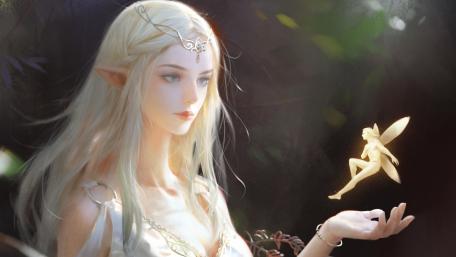 Enchanted Elf Princess in a Mystical Realm wallpaper