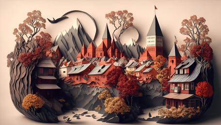 Whimsical Fantasy Castle in Autumn wallpaper