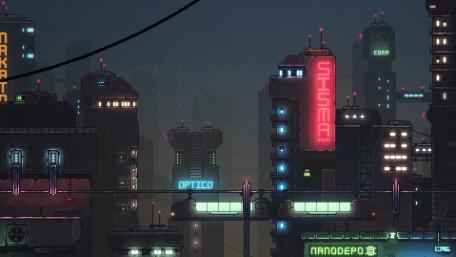 Neon Drizzle in Pixel City wallpaper