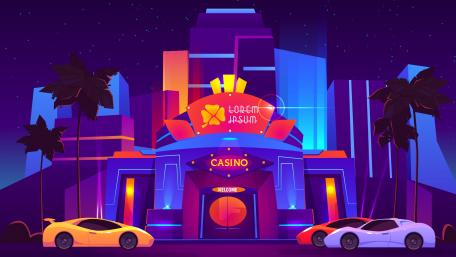 Vibrant Casino in a Digital Cityscape wallpaper