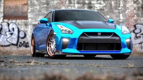 Stunning Nissan GT-R in Vibrant Blue Shade wallpaper