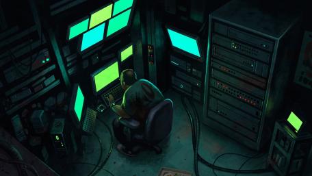 Digital Sorcerer in the Neon Lair wallpaper