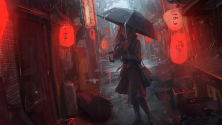 Rainy Night in Neon Alleys wallpaper