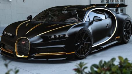 Sleek and Luxurious Black Bugatti Chiron Wallpaper wallpaper