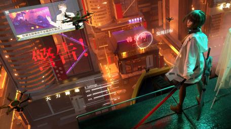 Neon Dreams in a Cyberpunk Cityscape wallpaper