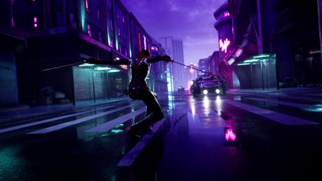 Neon Streets of Cyberpunk City at Night wallpaper