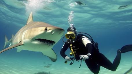 Shark Encounter in the Deep Blue Sea wallpaper