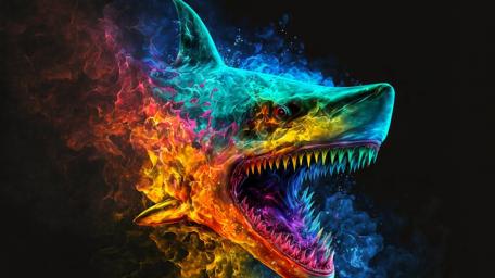 Digital shark art wallpaper