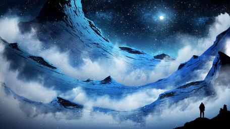 Mystical Night in a Frozen Landscape wallpaper