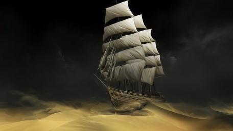 Desert ship wallpaper