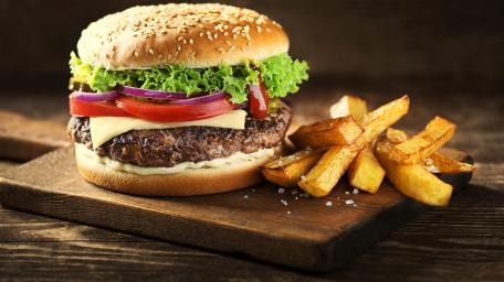 Satisfying Burger and Crispy French Fries Wallpaper wallpaper