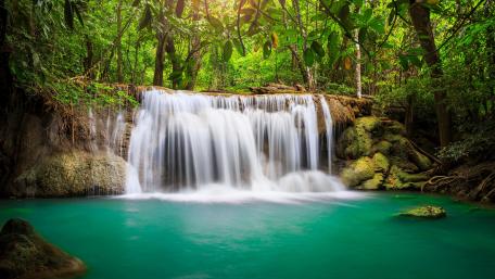 Enchanted Tropical Waterfall Serenity wallpaper